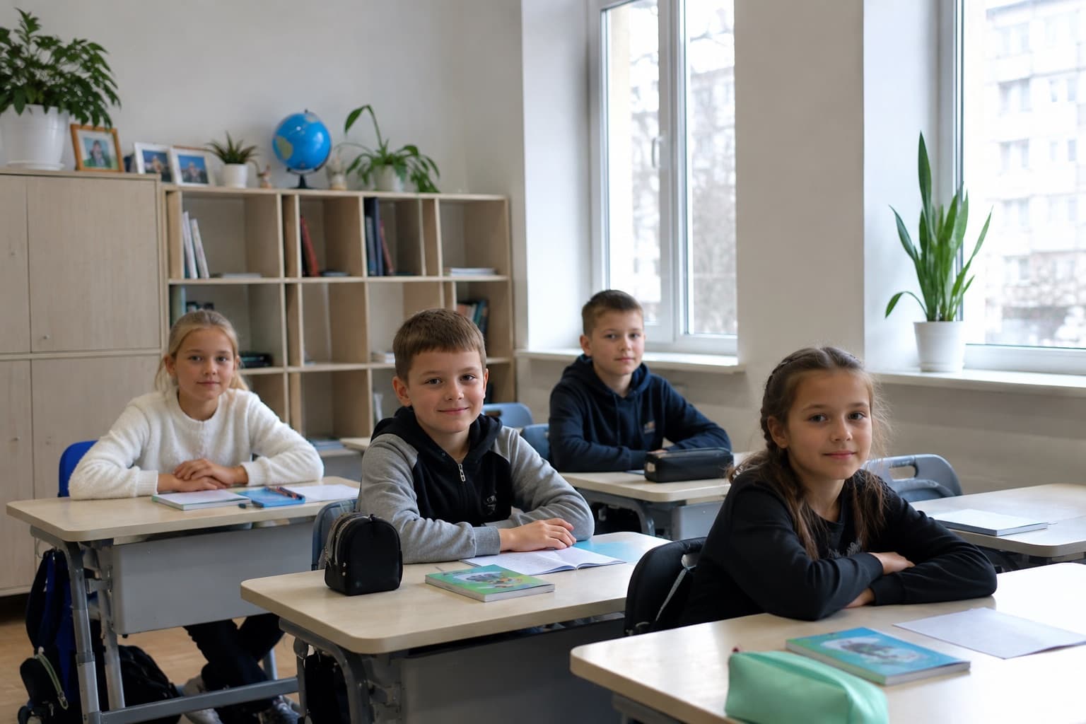 Учні початкової школи PROстір знань за роботою у світлому класі